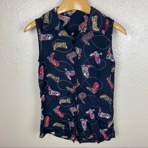 Cowboy Boot Sheer Button Up Tank Top